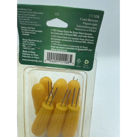 Jolly Green Giant Corn Shaped Corn Skewers Set of 10 Brand New BBQ Picnic Summer - Picture 4 of 5